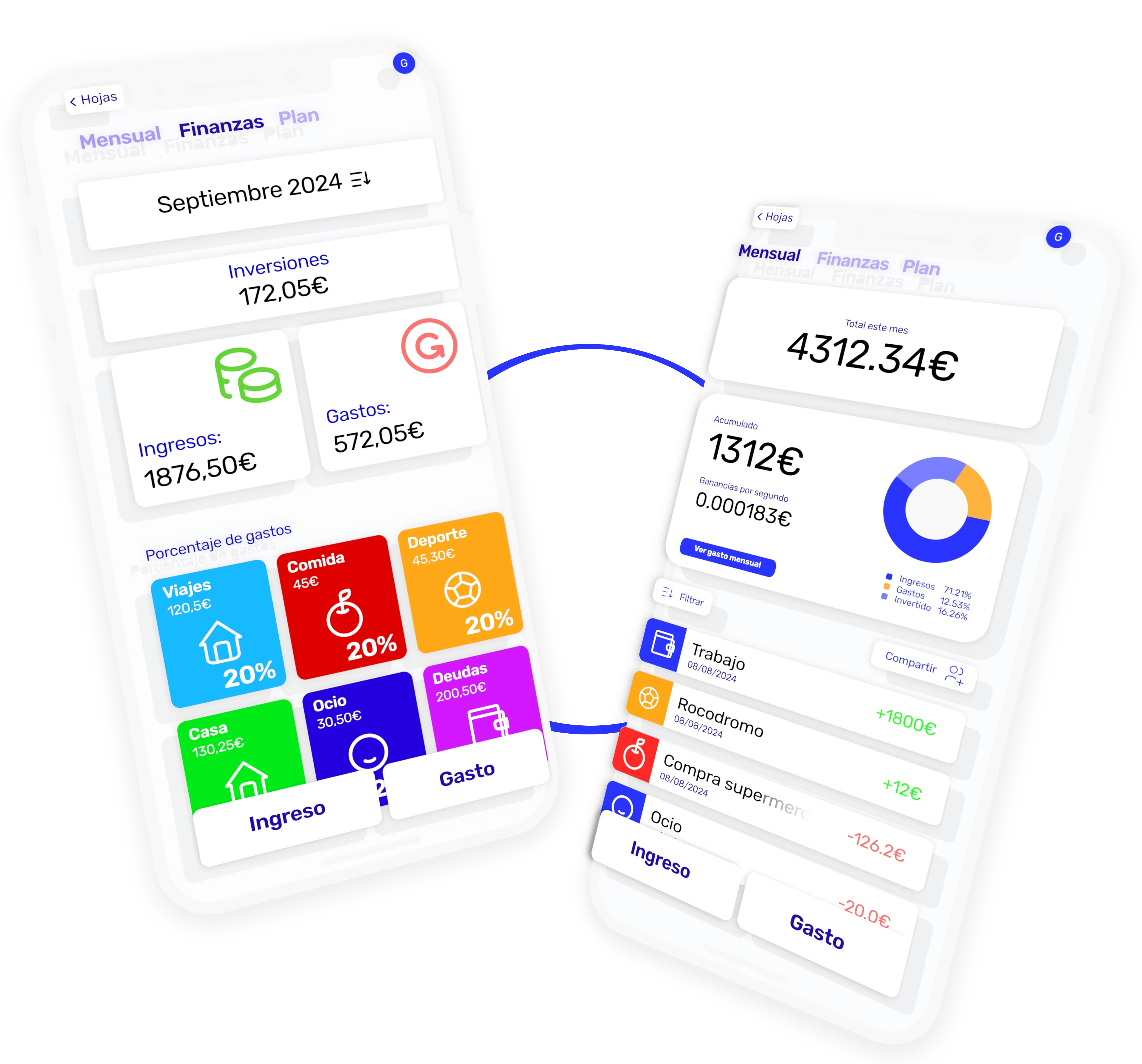 Interfaz de la aplicación de finanzas llamada Fiflo